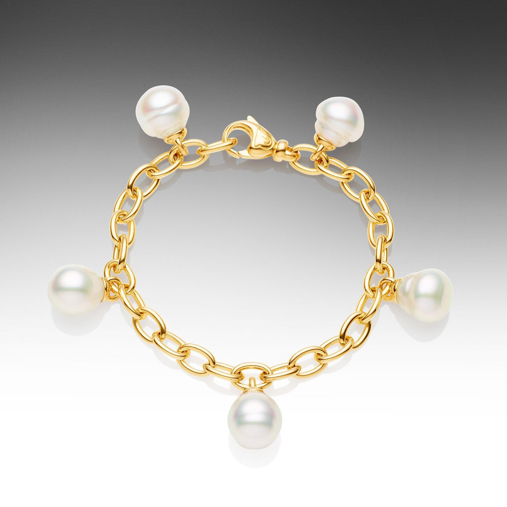Unique Circle Yellow Gold South Sea Pearl Charm Bracelet | Paspaley