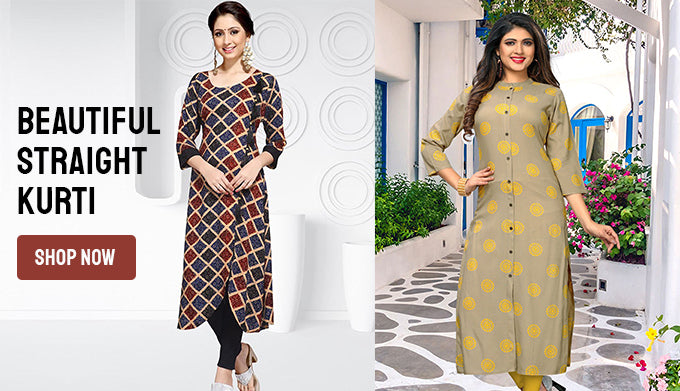 straight cut long kurtis online shopping