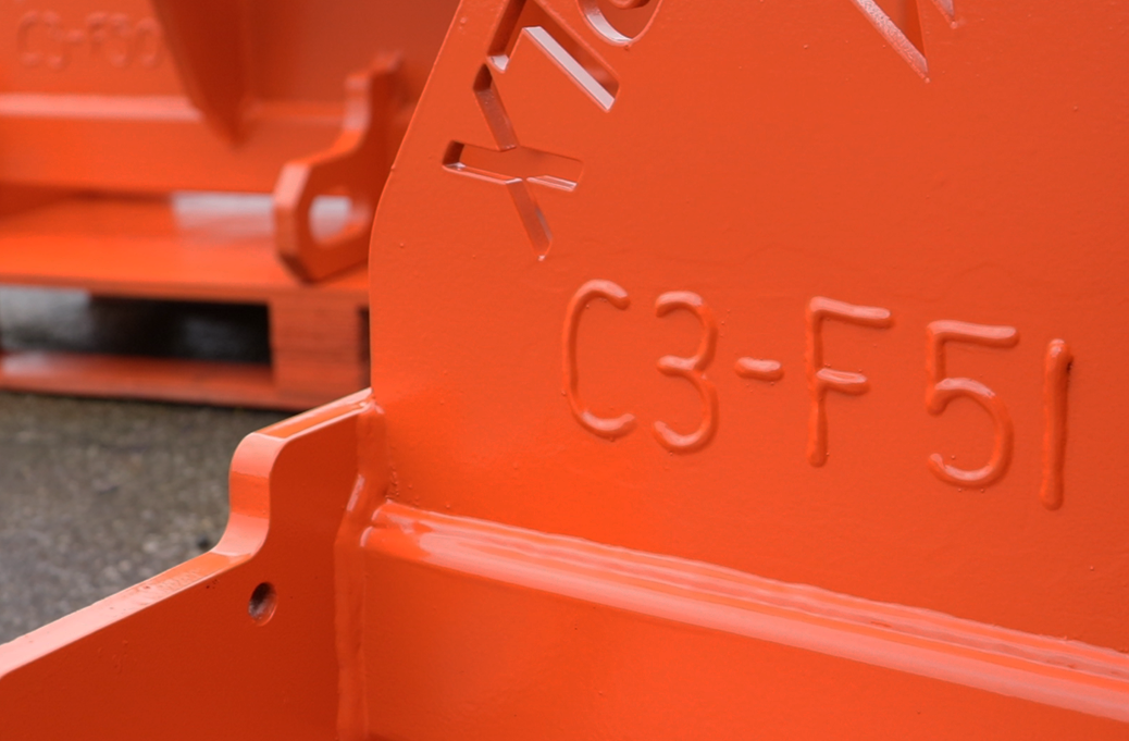 c3 Construction Pallet Forks with custom welded fleet ID