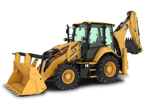 Black and yellow CAT Backhoe Loader