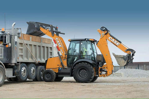 CASE Backhoe Loader - loading a wagon