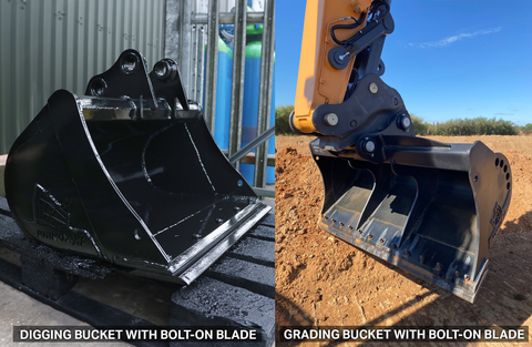 Rhinox Digging and Grading Buckets with Bolt-on Blades