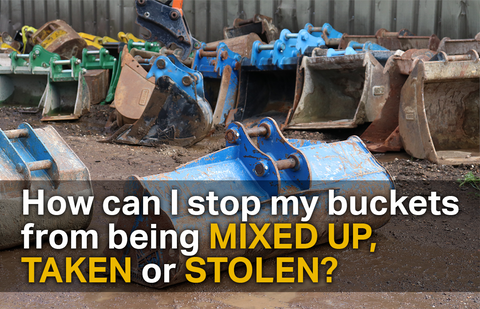 How can I stop my excavator bucket from being mixed up, taken, or stolen?