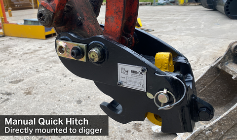 Manual Quick Hitch directly mounted to dipper end