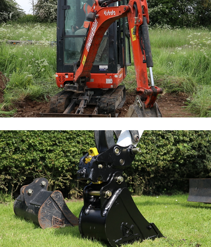 Top: Slew Ring Check, Bottom: Quick Hitch and Attachment Test