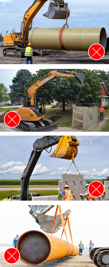Unsafe Lifting Methods with an Excavator