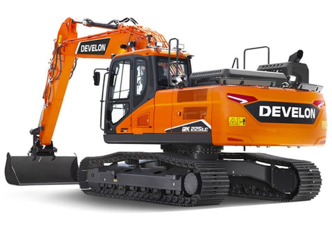 Black and Orange Develon Tracked Excavator