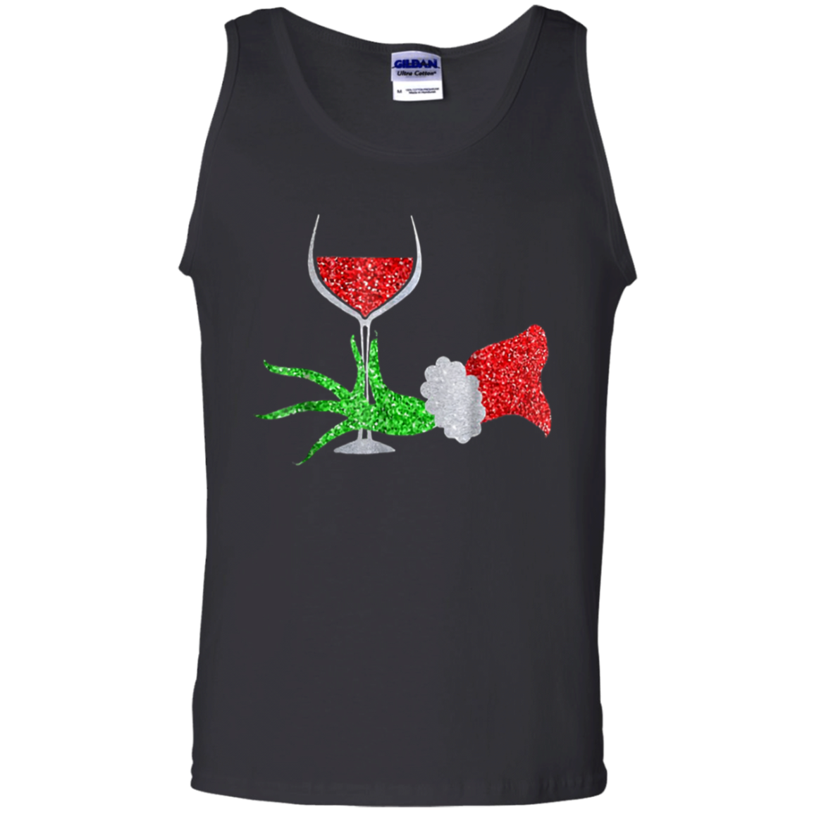 Grinch Hand Holding A Glass Of Wine Christmas Shirt G220 Tank Top
