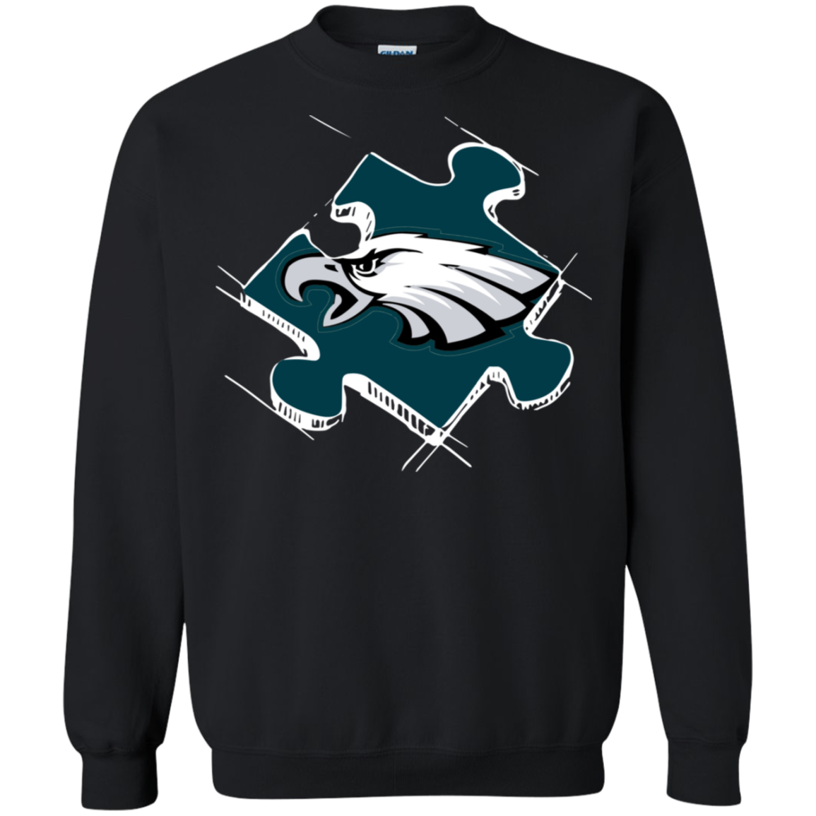 Philadelphia Eagles Autism Puzzle G180 Crewneck Pullover 8 Oz.