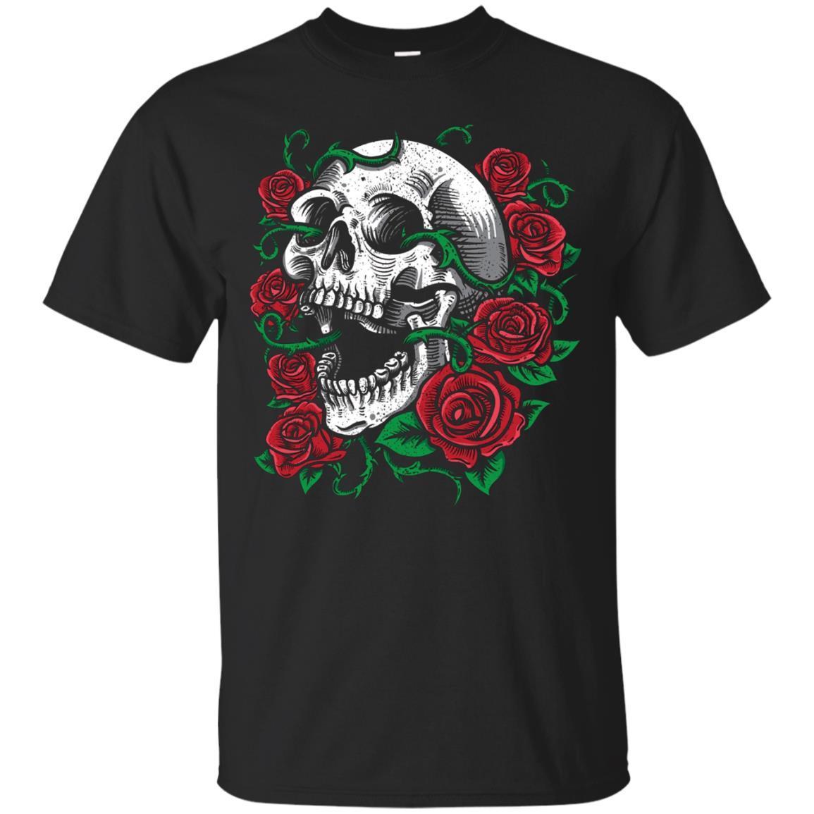 Halloween Skull Shirt | Rose Skeleton T Shirt Gift Idea