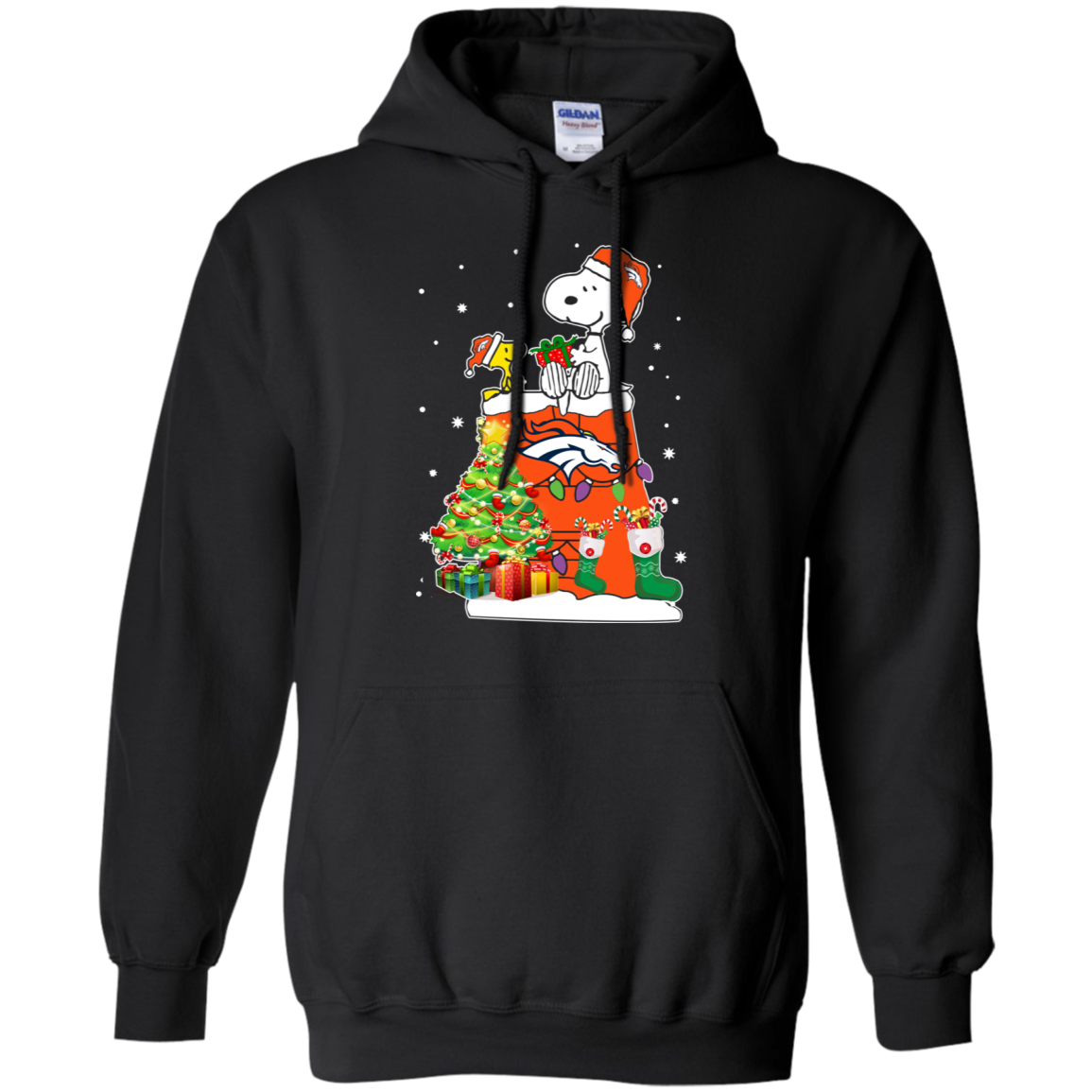 Denver Broncos Snoopy & Woodstock Christmas Shirt G185 Pullover 8 Oz.