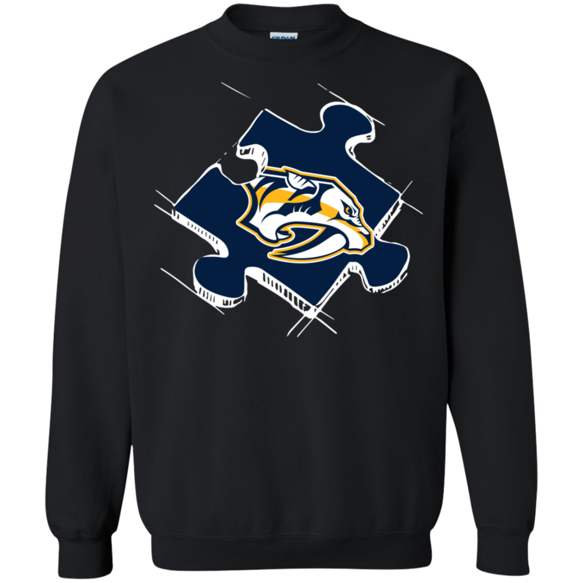 Nashville Predators Autism Puzzle G180 Crewneck Pullover 8 Oz. Shirts