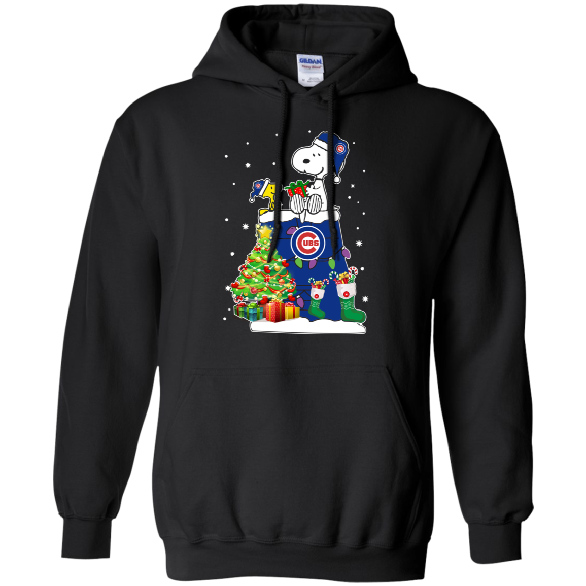 Chicago Cubs Snoopy & Woodstock Christmas Shirt G185 Pullover 8 Oz.