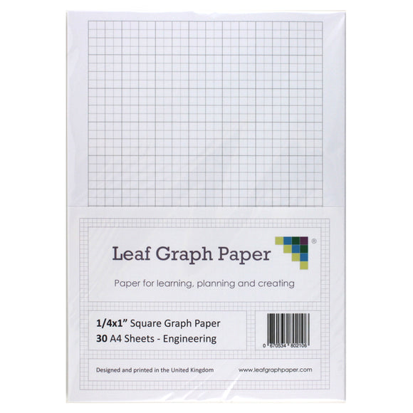 Graph Paper 1 4 Inch 0 25 Squared Imperial 30 Loose Leaf Sheets Leaf Graph Paper