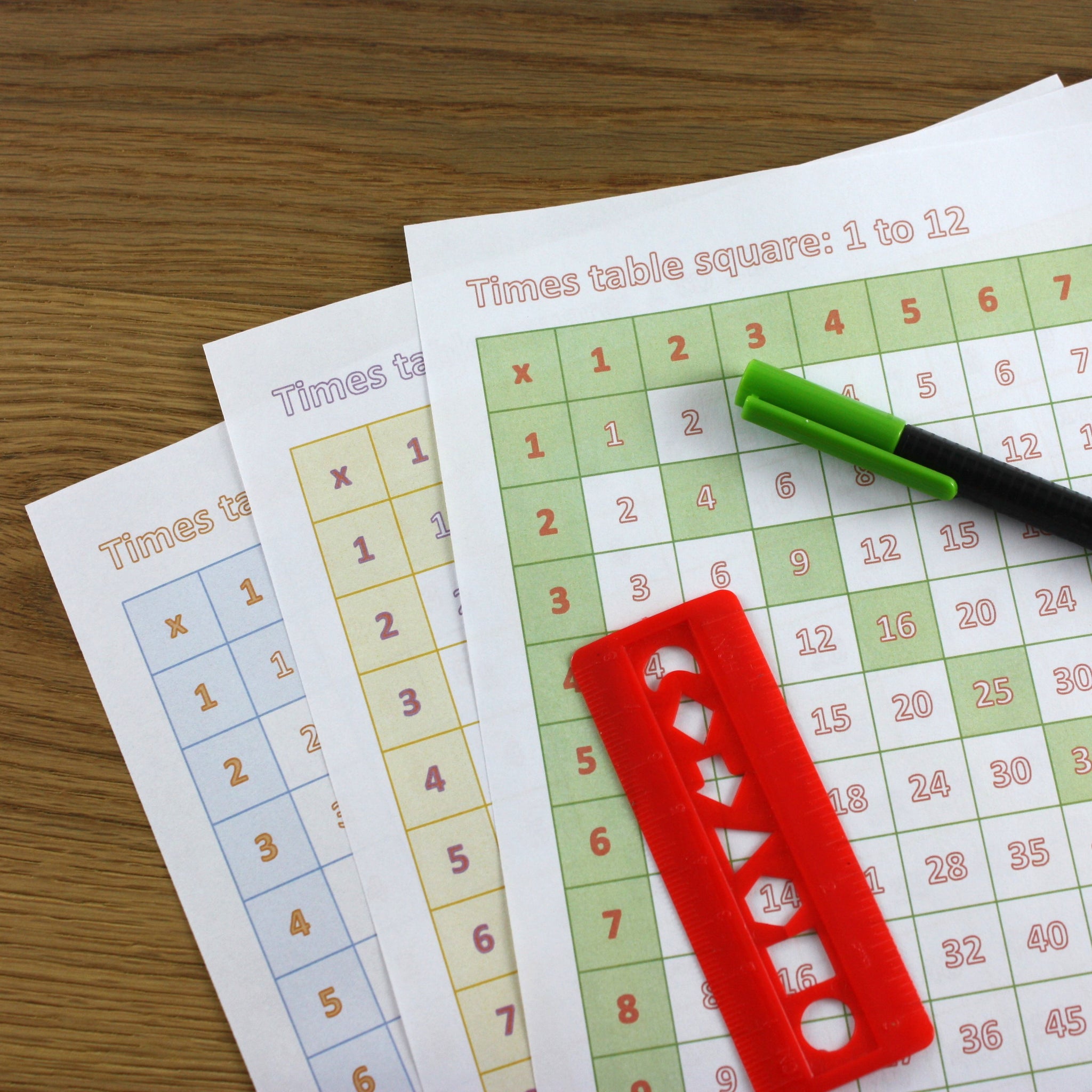 a4 times tables chart