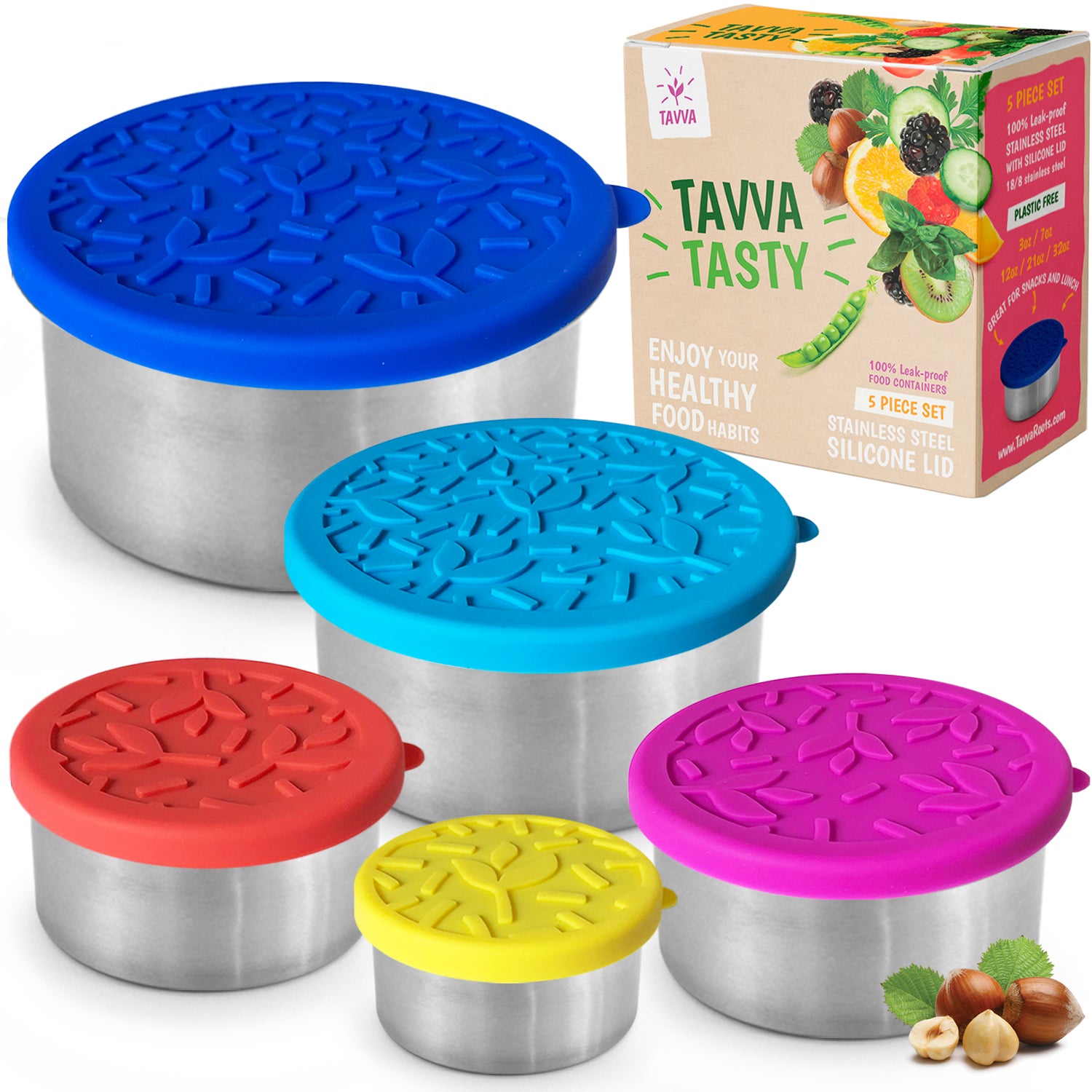 Tavva® Snack Deluxe Stainless Steel Containers Set of 3 - TAVVA Kitchen