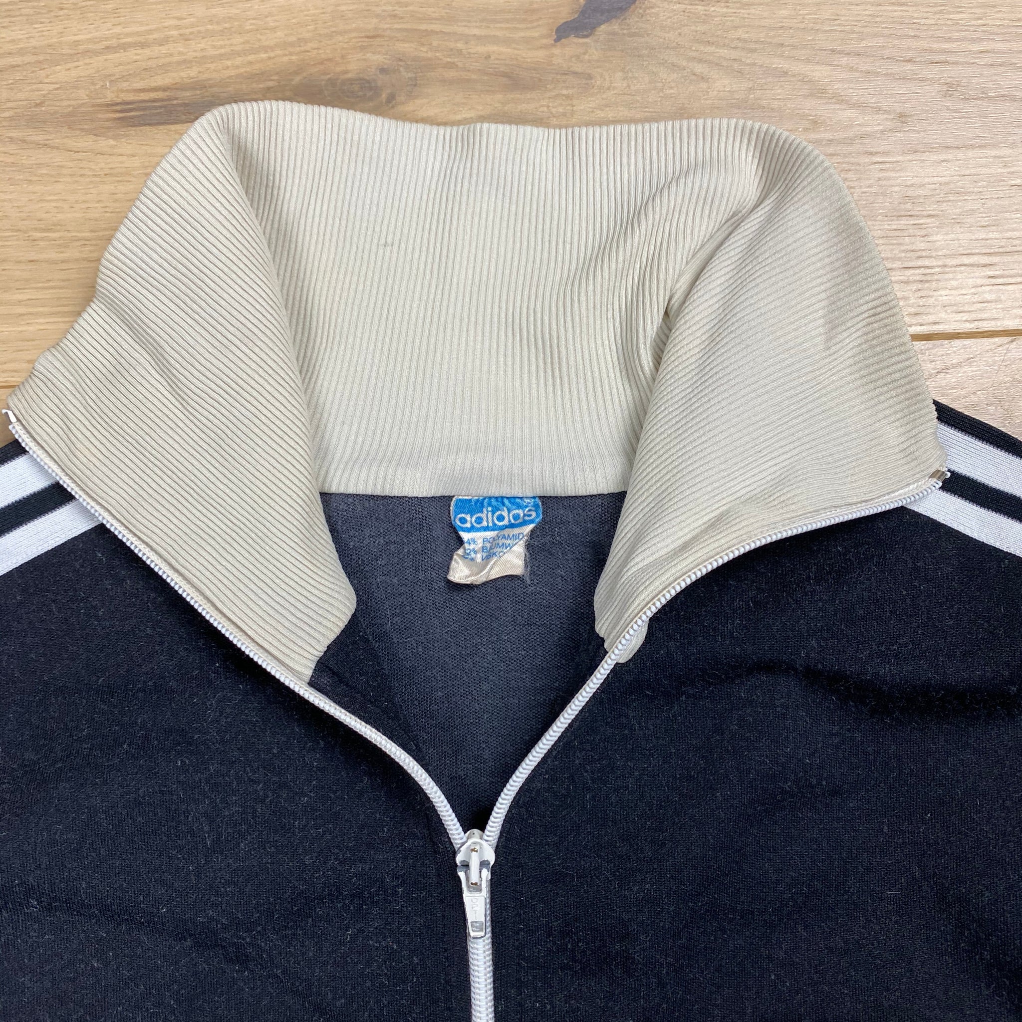 adidas original three stripe track jacket with vintage logo in black