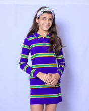 Purple Junior Infinity Space Stripe Mardi Gras Dress