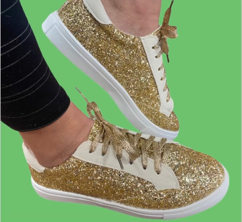 Glitter Lace-Up Sneakers - Mardi Gras Creations