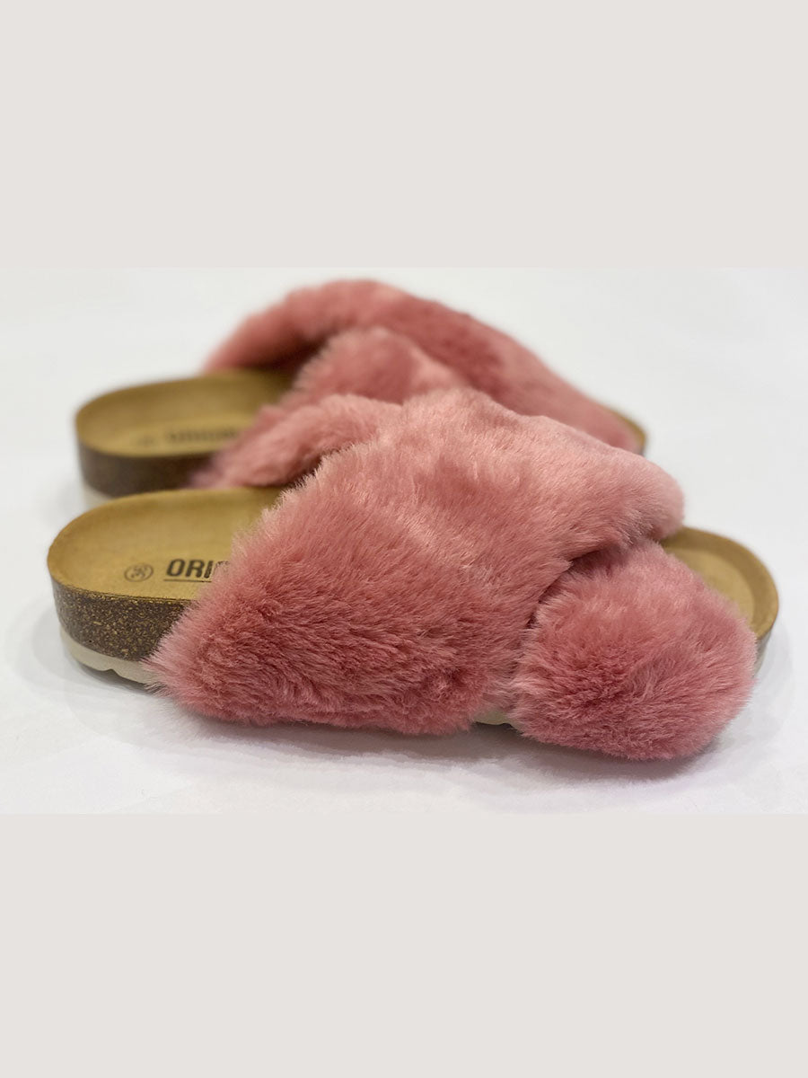fur slider slippers