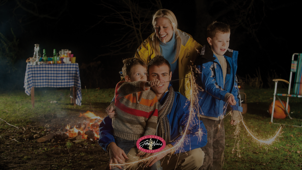 family with sparklers