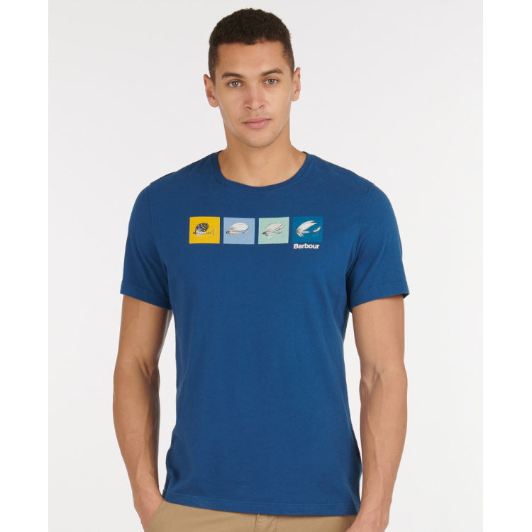 Barbour Fish Fly Tee Shirt - Estate Blue - Limited Sizes Remaining