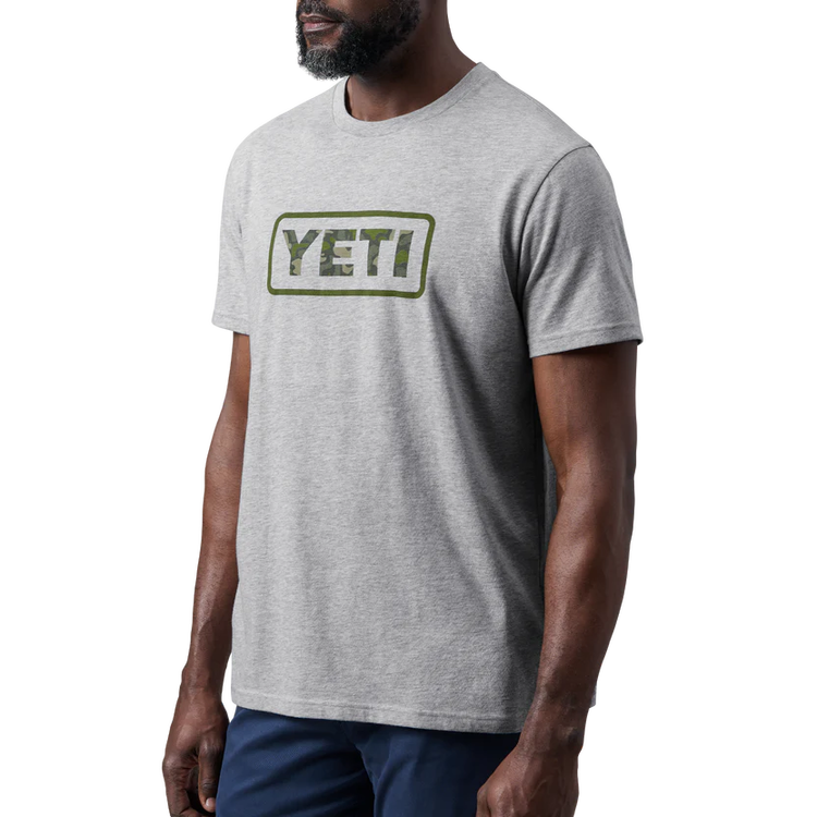 Yeti Premium Logo Badge Short Sleeve T-Shirt - Gray/Navy