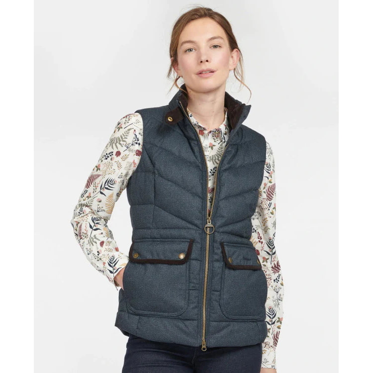 barbour navy gilet womens