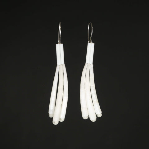 White Dentalium shell earrings