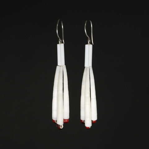 Beaded dentalium shell earrings