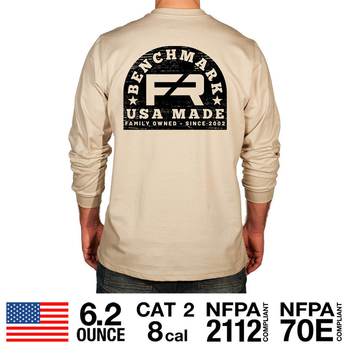 Wood Stamp Graphic Flame Resistant Long Sleeve Shirt