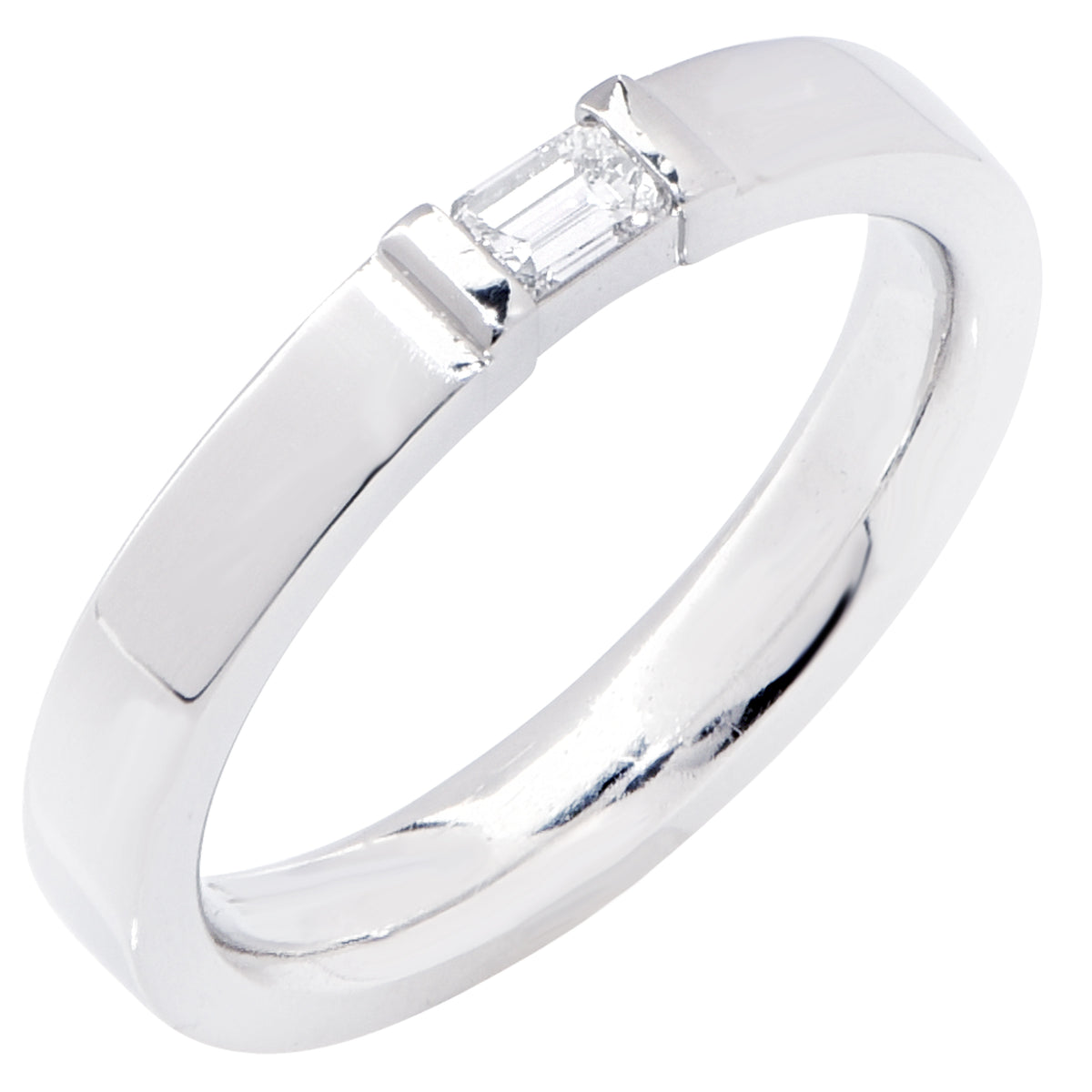 Emerald Cut Diamond Platinum Wedding Band Ring