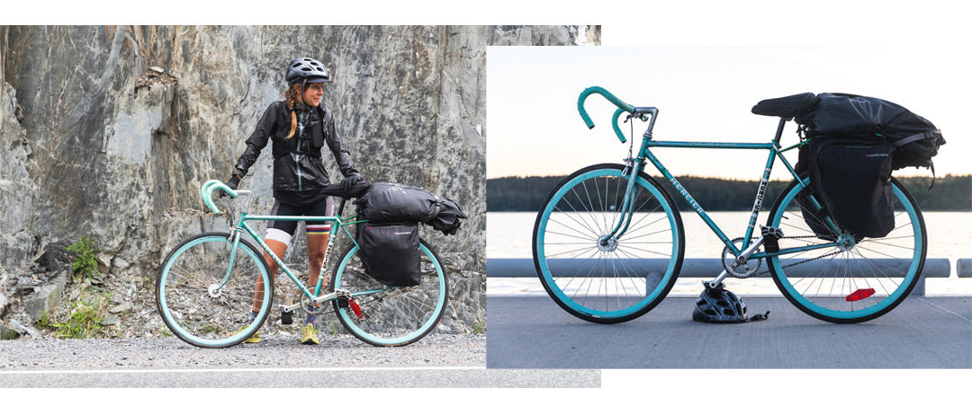 Caroline Côté et son vélo "vintage" Mercier à simple pignon