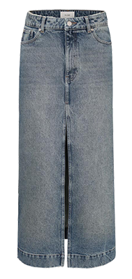 Asra Low Rise Denim Maxi Skirt | Aged Mid