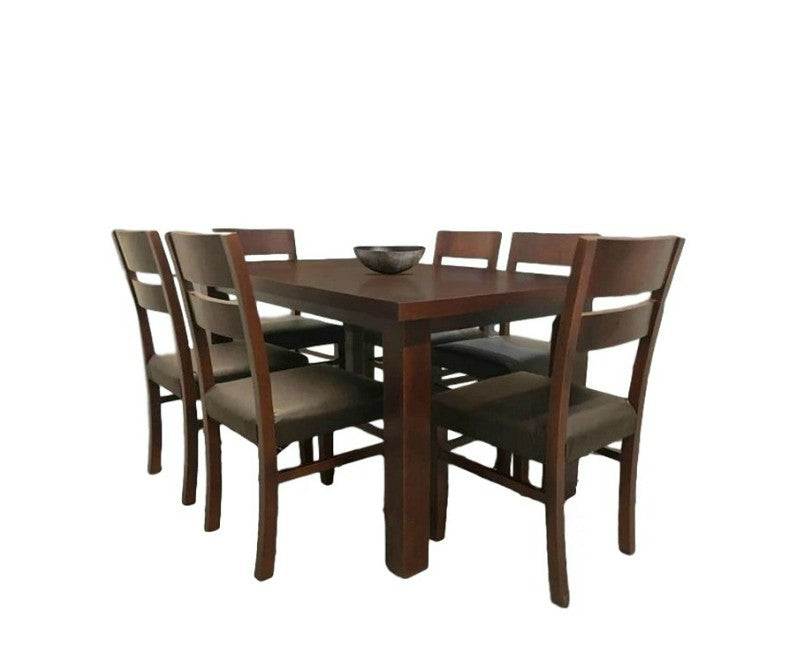 Isoisa - Mesa comedor en hierro y madera + 6 sillas=