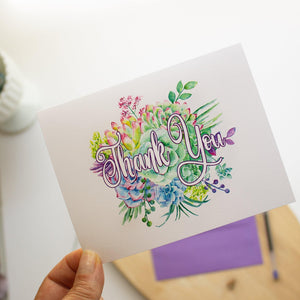 Succulent Bouquet Thank You Card - Sunshine and Ravioli