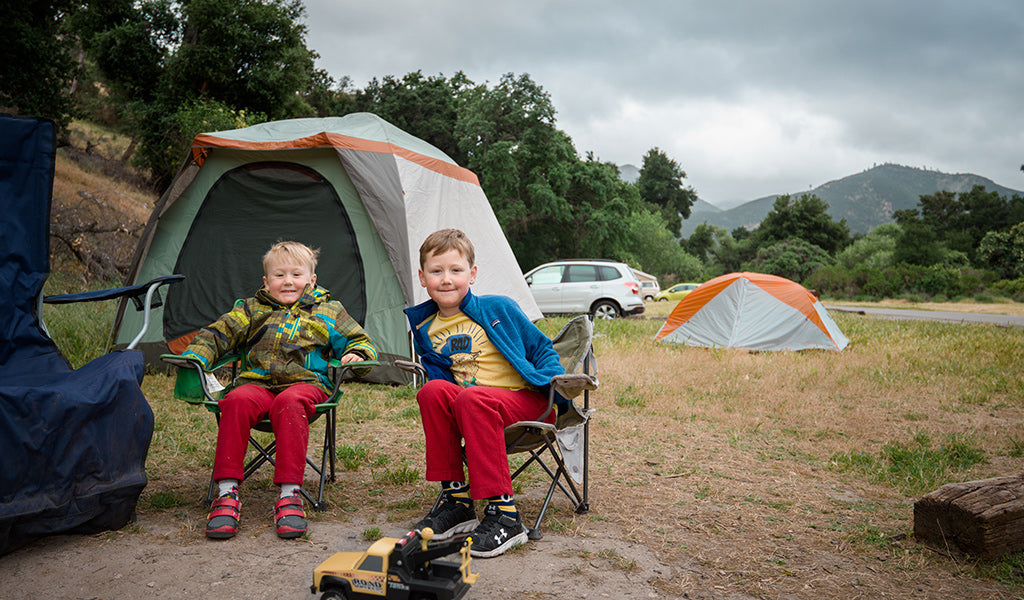 boys at campsite in pinnacles national park