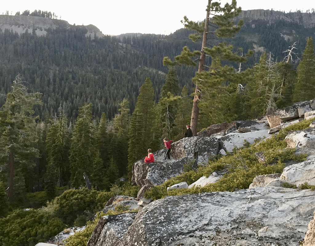 kids on rocks in the Sierras