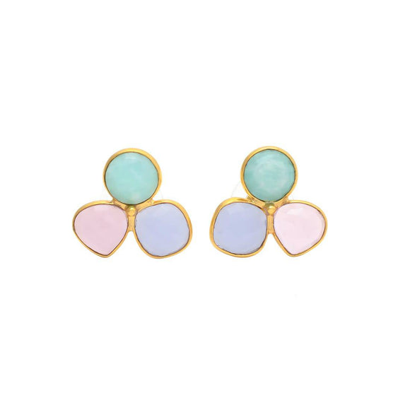 Pendientes con piedras Zarautz Amazonita, Rosa y Lila - Mestiza Joyas