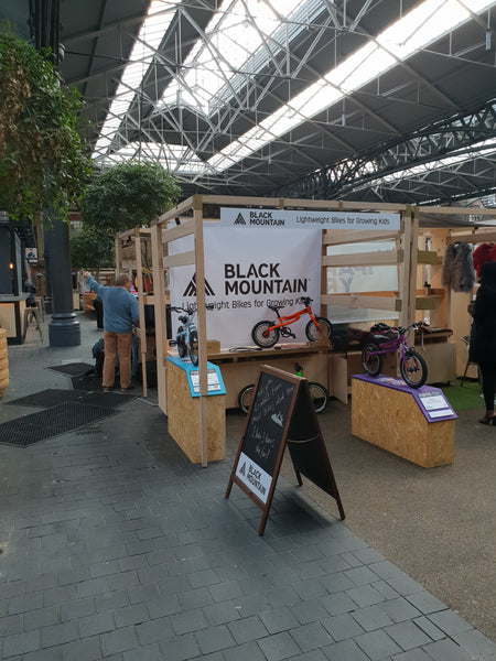 Black Mountain bikes at Old Spitalfield market London. Kids bikes that grow