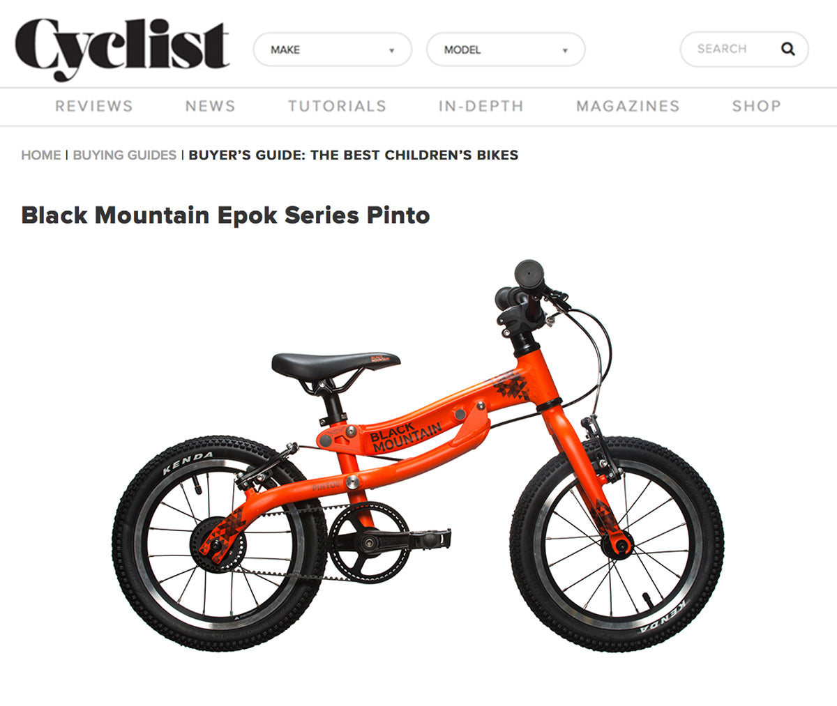 Image of the PINTO bike on Cyclist website
