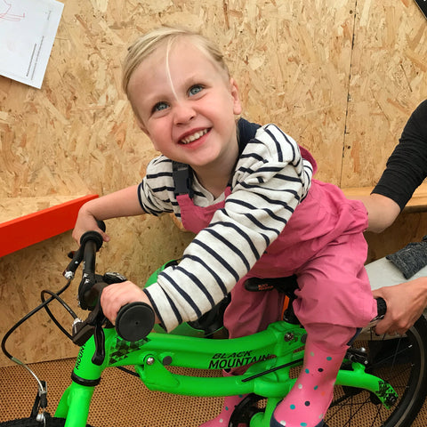 Girl testing SKOG bike