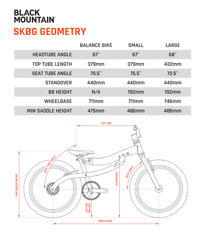 Black Mountain Bike Pinto Geometry