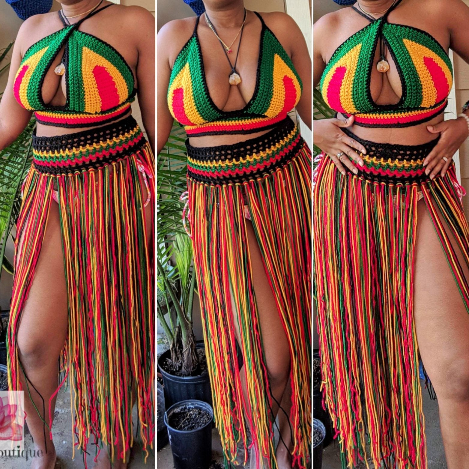 Rasta crochet outfit, Jamaican festival outfit – Neides-Boutique