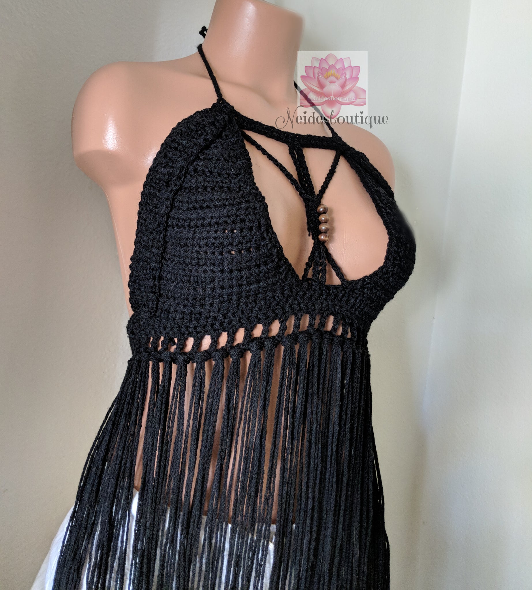 crochet fringe halter top