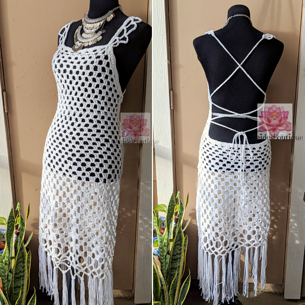 white crochet festival dress