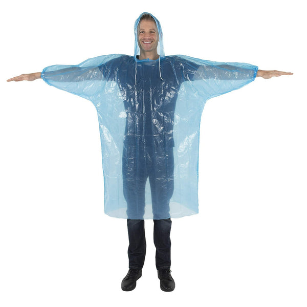 Bulk Emergency Disposable RAIN PONCHOS With Sleeves and Hood String ...