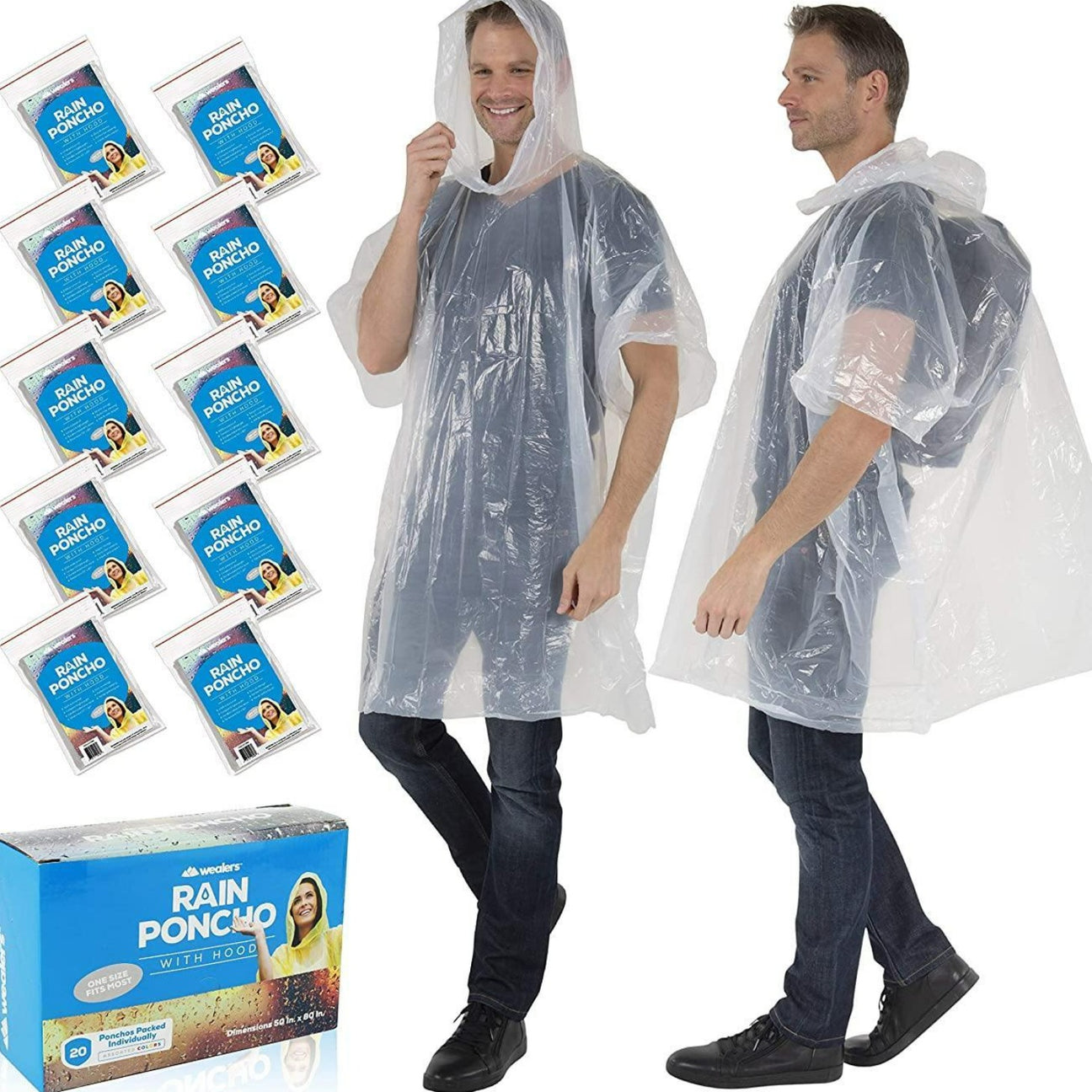 Disposable Waterproof Rain Ponchos for Adults Teens - Bulk Pack for Wo ...
