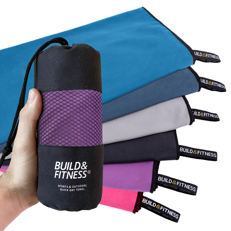 Purple Microfibre Towel - Build & Fitness - UK