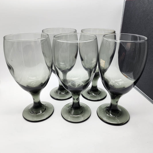 4pc- Smokey Tawny Libbey Wine Goblets 6 oz Vintage Glassware – Harkensback